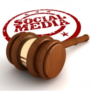 Social media policy, procedure and training represented by a judge's gavel