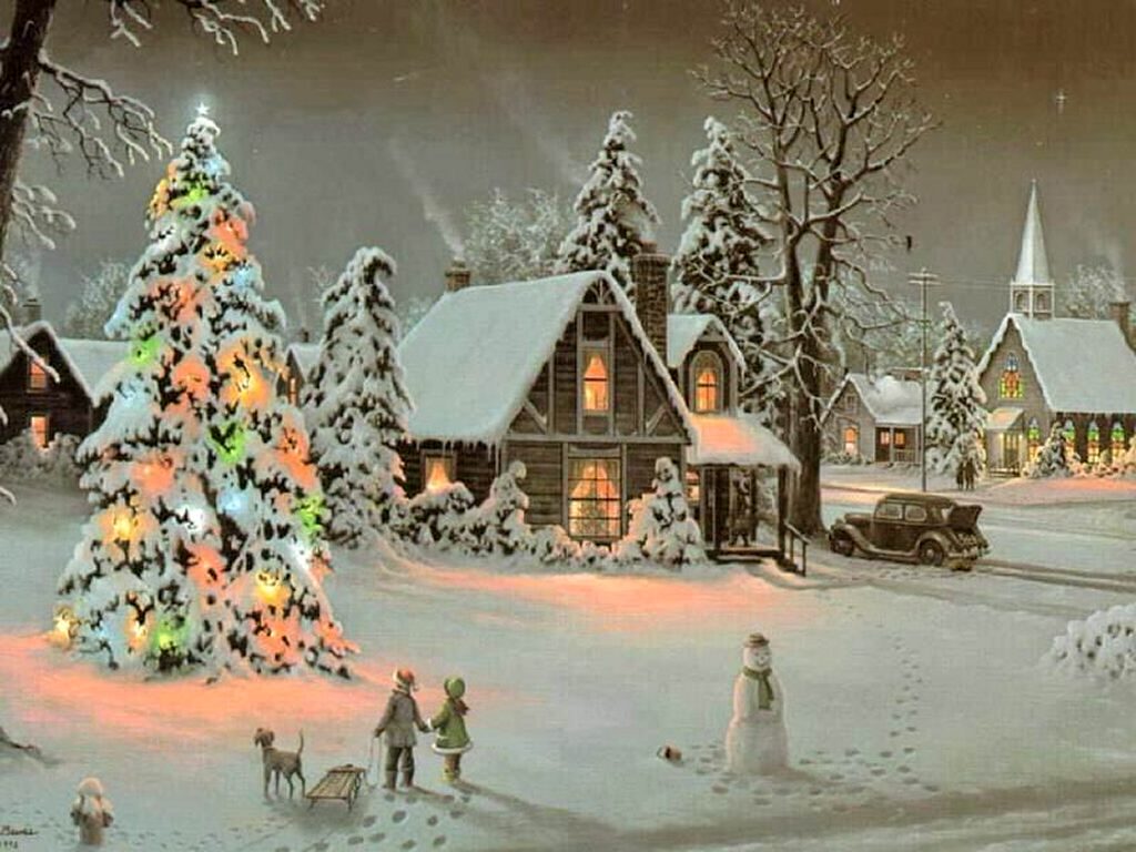 Holiday winter christmas scene